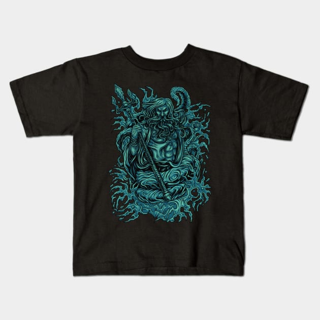 Poseidon Kids T-Shirt by Johanrahadi